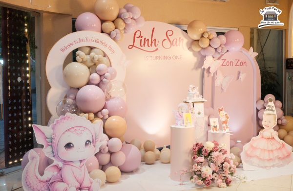 Trang trí Tiệc Sinh Nhật BÉ ZON ZON – Concept Công chúa dễ thương