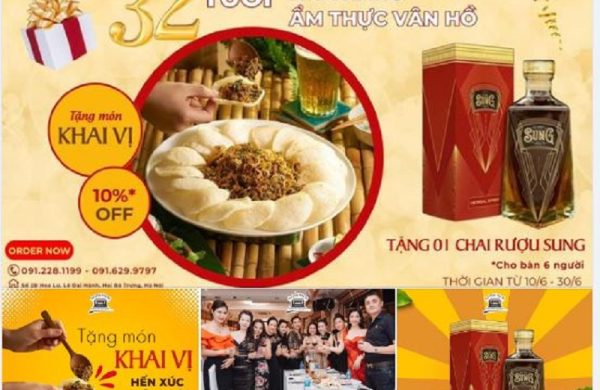 Nhanh tay đặt bàn nhận ngay ưu đãi nhân dịp chương trình sinh nhật Ẩm thực Vân Hồ 32 tuổi